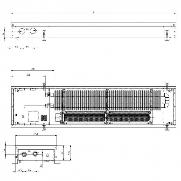 Внутрипольный конвектор Carrera SV Black Высота 75 мм Внутрипольный конвектор Carrera SV Black Высота 75 мм