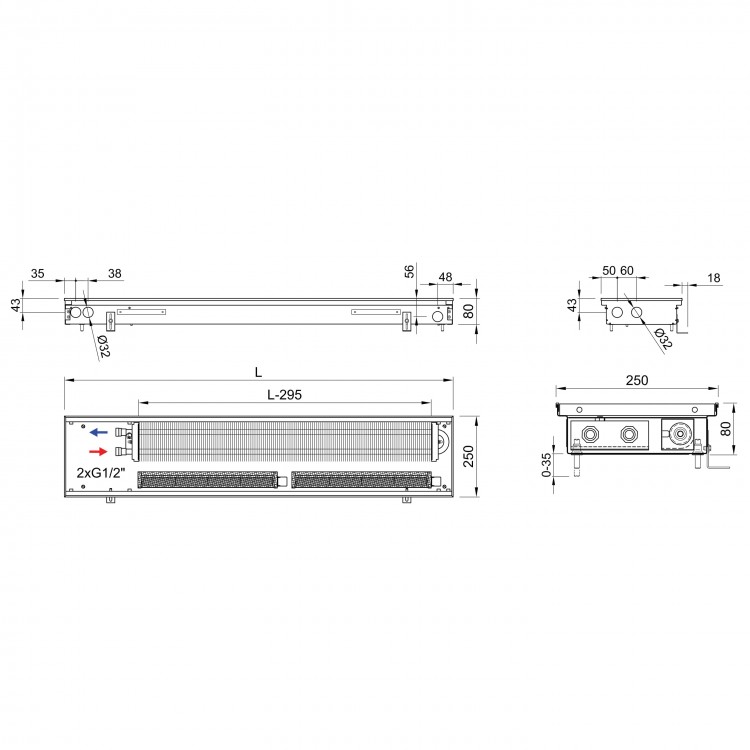 внутрішн. конвектор ISAN FRT 080 250 з вентилятором