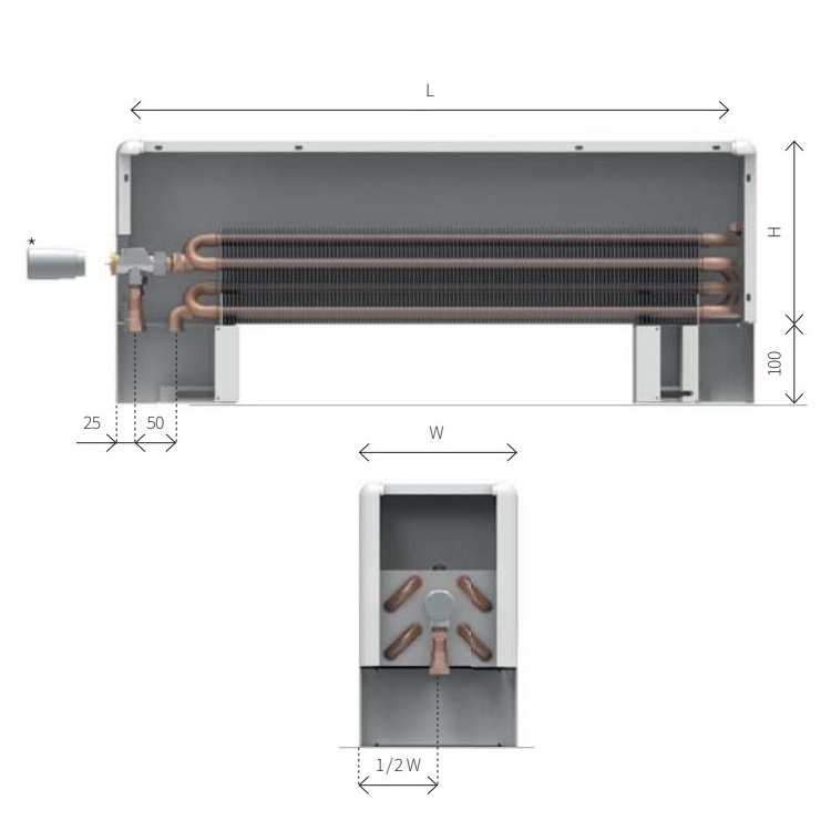 напольный конвектор ISAN Ecolite TZK Round (h=400mm)